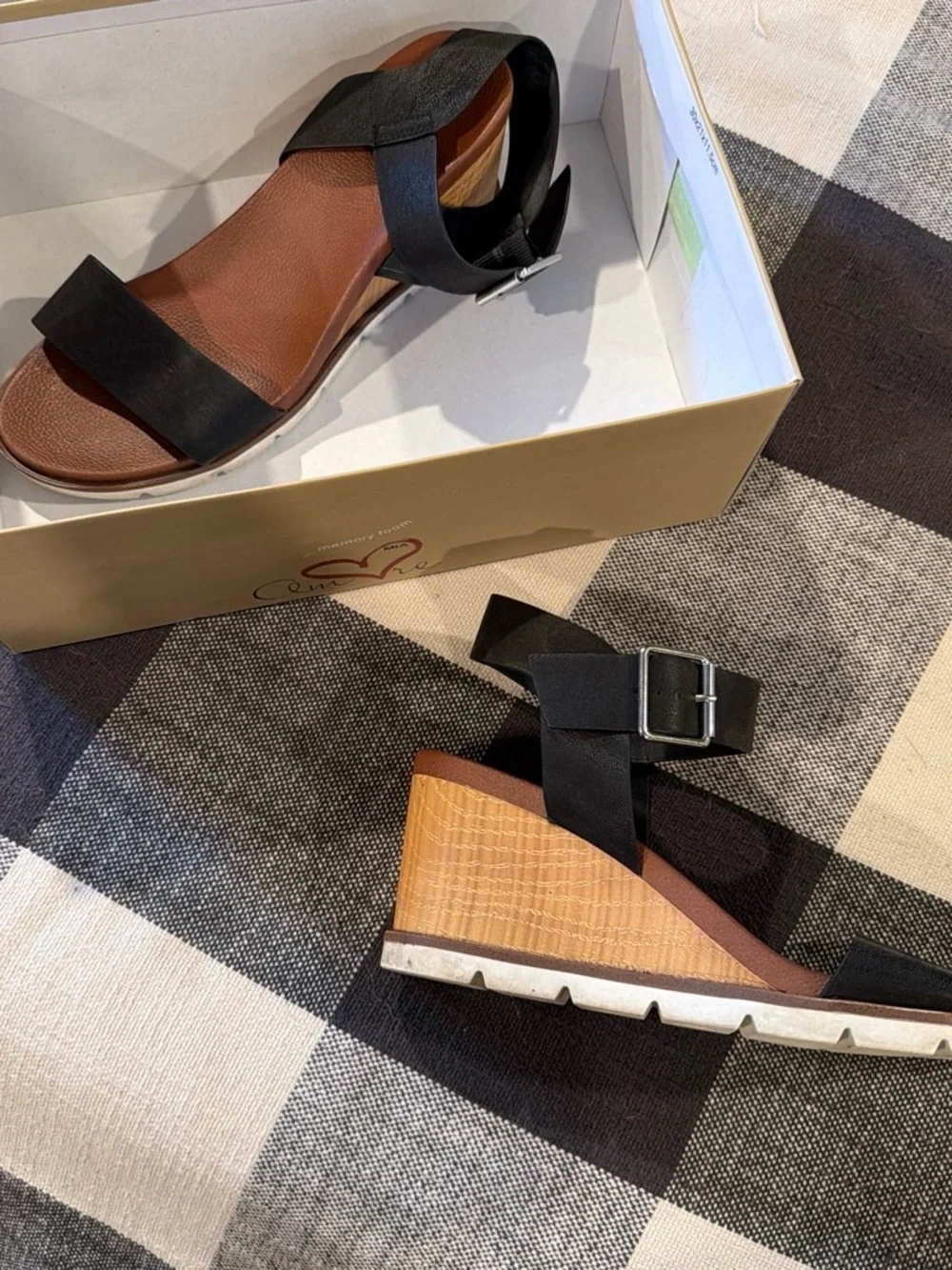 Black Strappy Wedge Sandals - Women's Comfortable Summer Shoes